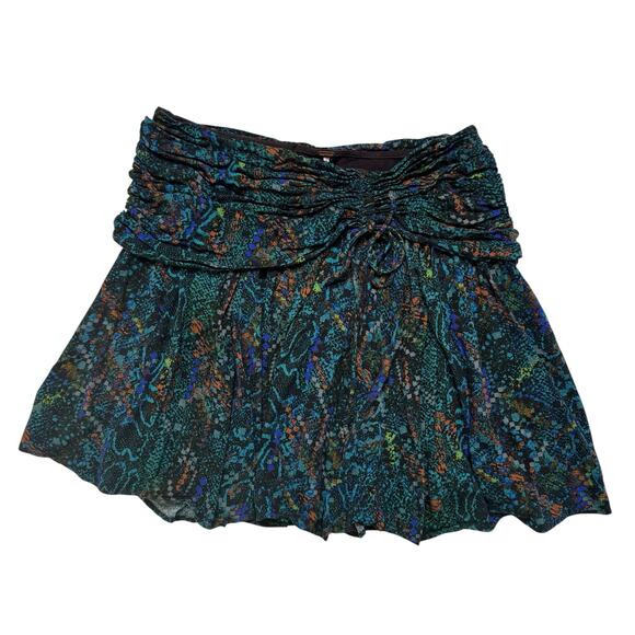 FREE PEOPLE Saturday Sun Mini Skirt in Who Is She Teal Print Size 6 #OB1227062 - Picture 4 of 9